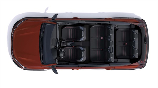 the top view of a 7 seats dacia jogger looking at its interior